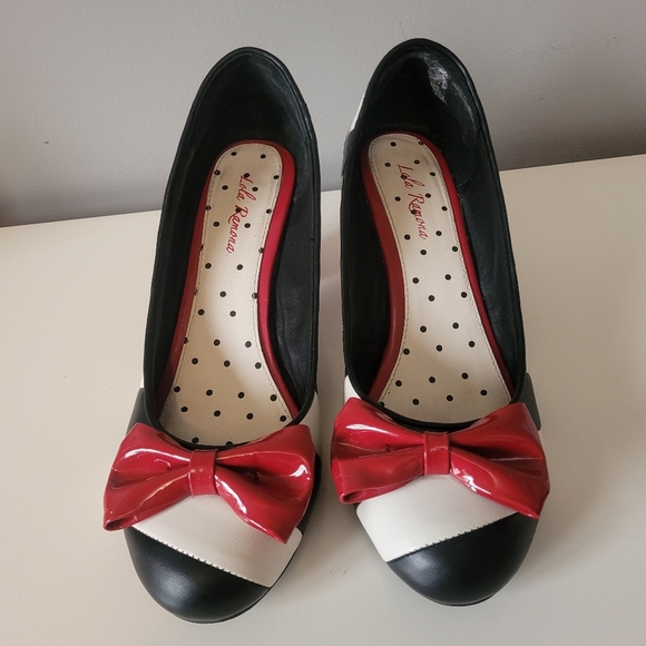 Lola Ramona Black and White Striped Heels, VGUC, Size 40 - Picture 2 of 12